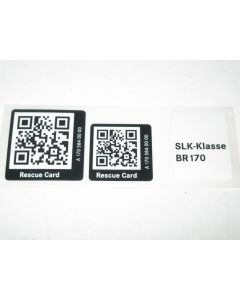 Mercedes R170 Breakdown Rescue QR Barcode Label Sticker A1705840000 New Genuine